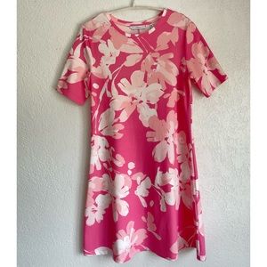 ISAAC MIZRAHI LIVE! Pink Floral Knit Fit Flare Dress Sz XS-M